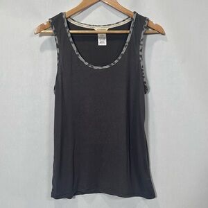 Lucky Brand Gray Tank Top with Animal Print Trim
